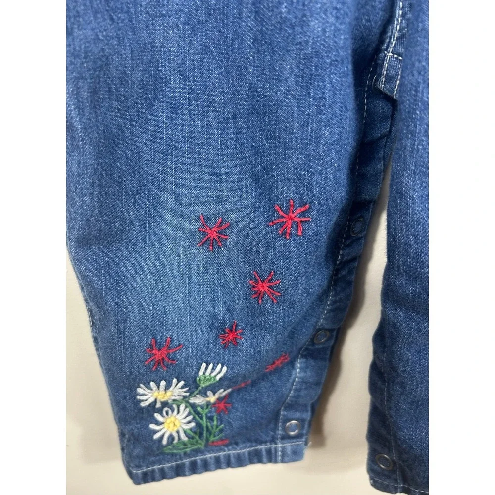VTG 90s Baby Gap Denim Overalls Girls 18-24 Month Embroidered Patchwork Bibs Y2K